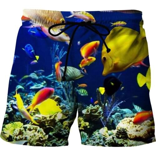 Summer fashion new shorts 3D fishing Harajuku breathable lace-up pants leisure Hawaiian beach sports surfing mens clothing