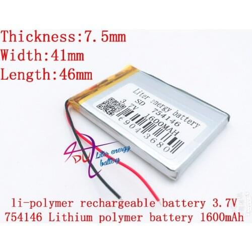 Li-po 3.7V,1600mAH 754146 polymer lithium ion / Li-ion battery for dvr,GPS,mp3,mp4,cell phone,speaker