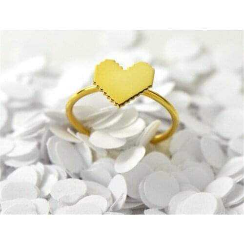 Fashion and lovely digital hearts ring, digital lattice hearts ring Mini pixel heart ring
