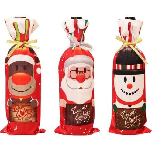 Bottle Set Christmas Decorations Creative Santa Claus Snowman Deer Red Wine Set Cartoon Christmas Wine Bottle Set Bottle Bag