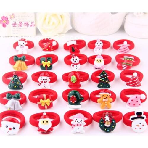 New Christmas Pet ring elastic resin Dog hair rope Pet headdress pet accessories 50pcs