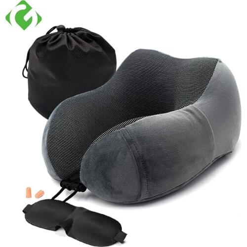 1PC U Shaped Memory Foam Neck Pillows Soft Slow Rebound Space Travel Pillow Solid Neck Cervical Healthcare Bedding Drop Shipping