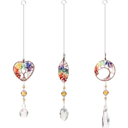 Hanging Crystal Life Tree Stone Beads Home Decoration Prism Pendant Craft Curtain Window Door Wedding Party