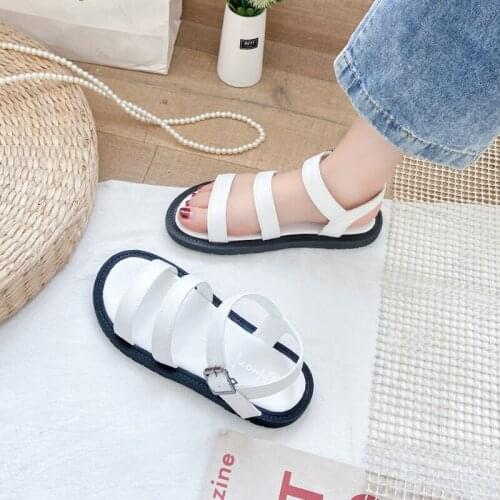 Simple Solid Color Roman Sandals Summer New Fashion Trend Comfortable All-Match Flat-Soled Womens Shoes