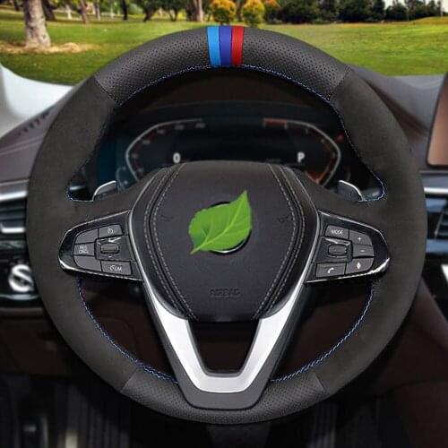 Hand-stitched Genuine Leather Suede Car Steering Wheel Cover For BMW X3 G01 X4 G02 X5 G20 G21 G30 G31 G32 G05 X7 G07 Z4 G29