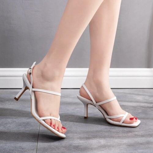 Gladiator Sandals Summer Fashion Strap Slipper Sexy Thin High Heel Pumps Square Toe Shoes Women Stiletto