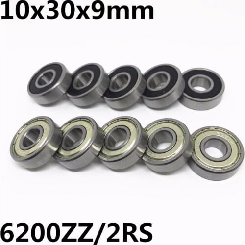 2pcs High quality 6200ZZ 6200-2RS ball bearing 10x30x9mm deep groove ball bearing 6200Z 6200RS