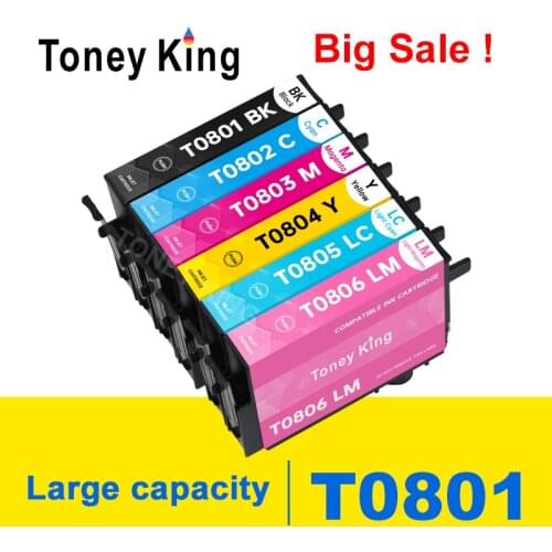 Toney King Compatible Ink Cartridge T0801 T0802 T0803 T0804 T0805 T0806 For Epson Stylus Photo 800FW 810W 820FWD 830FWD Printer