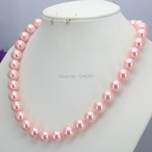 Special Offer Christmas Gifts Girls 10mm Pink Glass Pearl Beads Necklace Fashion Jewelry Making Design For Women Gifts For Girl