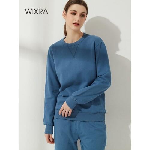 Wixra Womens American Style Sweatshirts 100% Cotton Pullovers Long Sleeve Autumn Spring Casual Street Wear Tops Men Plus Size