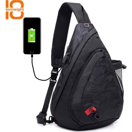 TENNEIGHT Sling Chest Bag Shoulder Crossbody Backpack with USB Charging Port for Women Men with water bottle holder hiking bag