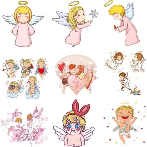 Iron on Transfer for Clothing Pathes Thermo-stickers for Children Diy Angel Cute Patch Fusible Stripes Applique for Clothes A