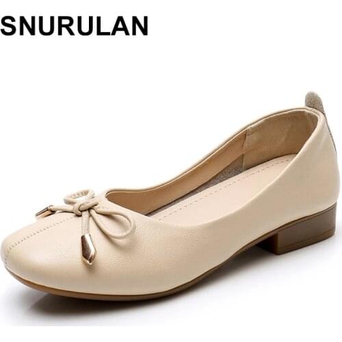 SNURULANshoes woman 2021Summer Autumn Fashion Square Toe Flat Casual Flat Shoes Women Soft Comfortable Slip On Shoes Lady Office