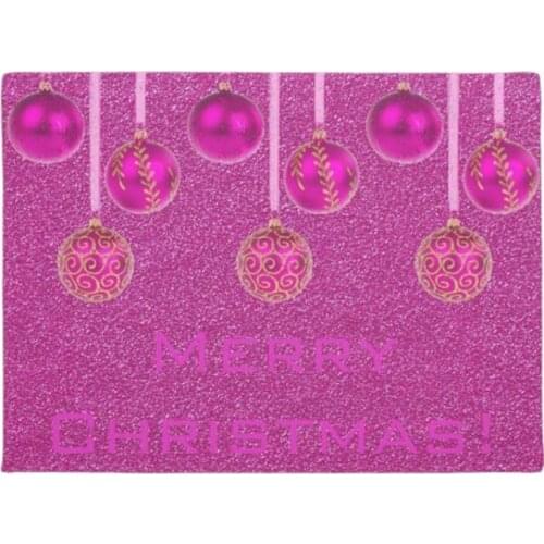 Merry Christmas Baubles Hot Pink Ornament Door Mat Home Decoration Entry Non-slip Door Mat Rubber Washable Floor Home Rug Carpet