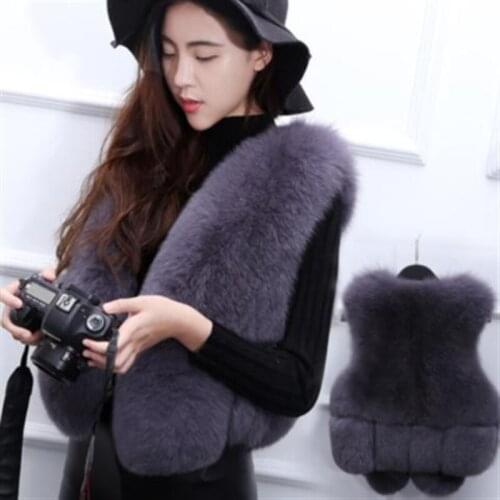 2021 Spring Women Long Faux Fox Fur Vest Winter Female Fashion Warm Vest Jacket Coats Ladies Warm Fake Fur Coat Overcoat Q267