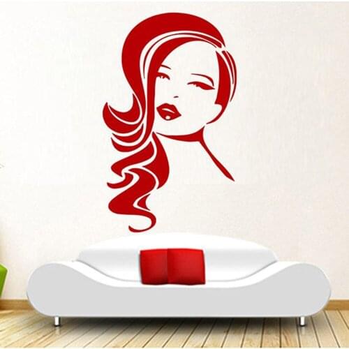 Hairdressing studio Reception entrance hall wall Decal Sticker beauty beautiful girl Hair Salon Detachable vinyl Wall Decals 160