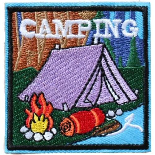 Factory Custom embroidered Patches CAMPING TRAVAL HIKING iron on patch can be customized no MOQ