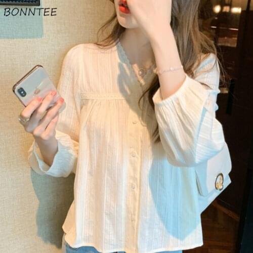 Shirts Women Spring Hot Soft Girl Clothes Ladies Tops Elegant Preppy Style Streetwear Popular All-match Ulzzang Simple Lovely