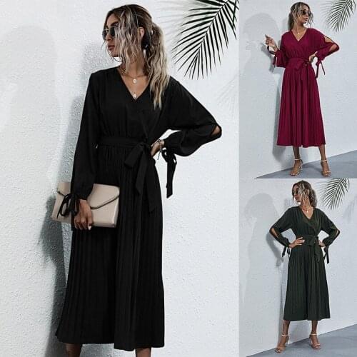 Robe Club Party Evening Dresses 2021 Autumn Black Long Sleeve V-neck Hollow Out Dress Lady Lace Bodycon Dress Summer Stitch Bow