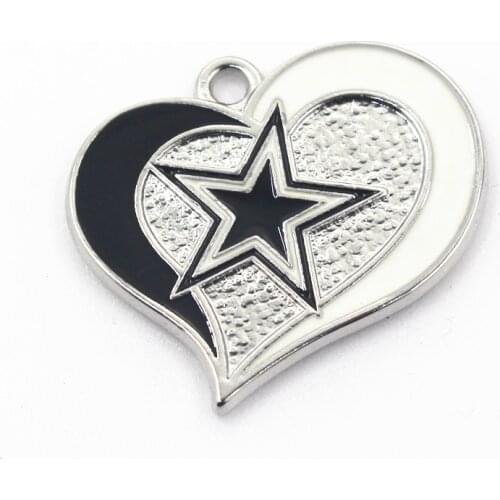 10Pcs/lot New Heart star Charms Cowboy Dangle Charms DIY Bracelet Necklace Jewelry Football Sport Hanging Charm