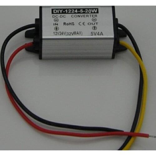 12V24V(6.5V-32V) Step Down 5V 4A 20W DC-DC Converter Buck Module Car Power Converter Supply Adapter Voltage Regulator Waterproof