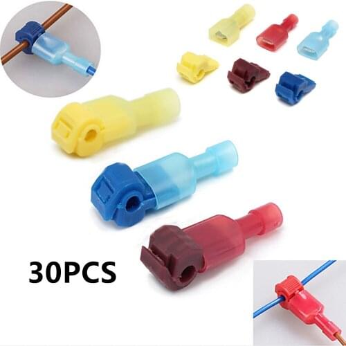 30Pcs Quick Electrical Cable Connectors Snap Splice Lock Wire Terminal Waterproof Electrical Connector Crimp Wire Terminals