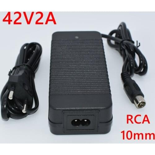 36V Charger RCA 10mm Plug Lotus Connector Output 42V 2A Electric Bike Powerboard Lithium Battery Charge Scooter