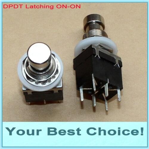 5pcs/Lot DPDT Latching ON/ON Guitar Effect Push Button Stomp Pedal Foot Switch,PCB Lug