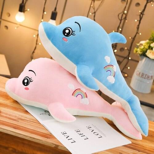 60-160cm Cute Dolphin Plush Toy large Doll soft Stuffed Down Cotton Animal cushion Nap Pillow Creative Christmas Gift for Girls