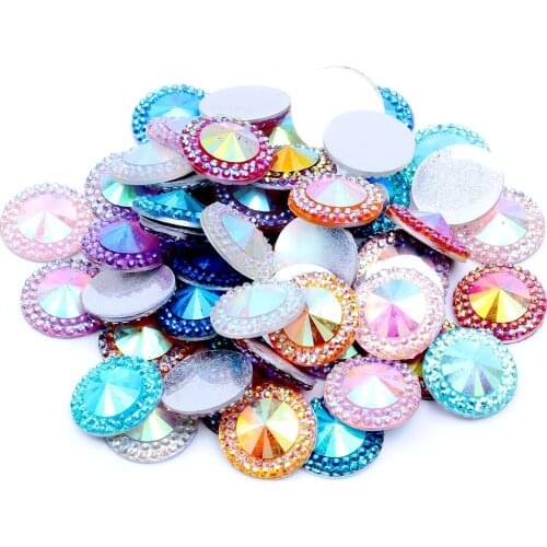 8 Colors 16mm Glue On Cabochons Round Flatback Resin Rhinestones Without hole Gems Beads DIY Decoration Crafts 40/100 Piece