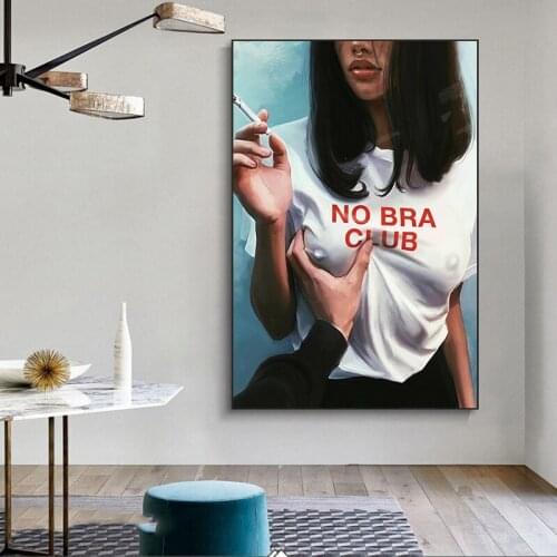 Abstract No Bar Club Smoking Girl Canvas Paintings Posters and Prints Modern Wall Art Pictures for Living Room Decor No Frame