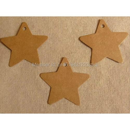 Free shipping 6.2x6.2cm blank star shape kraft paper hang tag/Blank decoration cardboard/DIY kraft paper tags