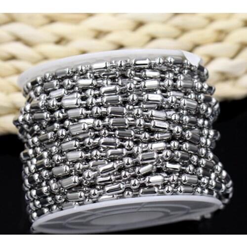 Stainless steel 3.2mm round bead fashion chain DIY handmade pig waist buckle bag buckle 10 m/roll Stainless steel chain