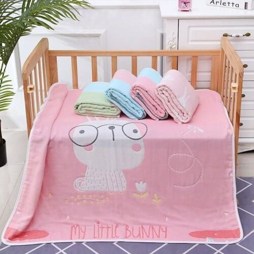 Baby Accessories Bath Towel Kawaii Blanket Newborn Receive Swaddle Children Sheet Quilt Cute Cartoon 6 Layer Square Bedding AB57