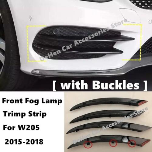 For Benz C Class W205 C43 AMG C180 C200 15-18 Buckle Front fog lamps cover grille slats lights Sticker decoration Strips