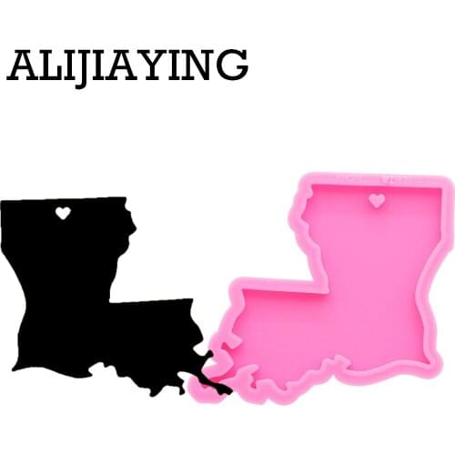 DY0220 Glitter states Louisiana map mold DIY keychain silicone molds craft keyring pendant jewelry keychains mould