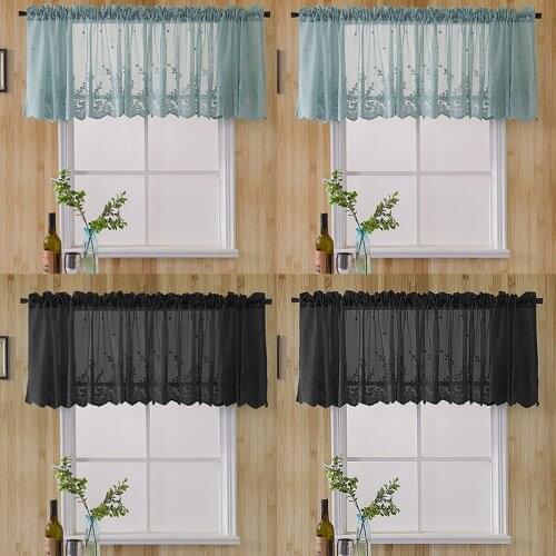 Lace Window Curtain Mesh Short Curtain for Cabinet Door Valance Drape Kitchen Coffee Tulle Half-curtain Panel Bedroom Home Decor