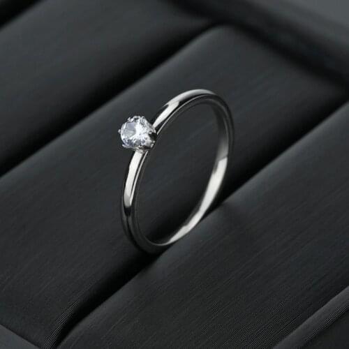 Hot Simple Little White Zircon Crytal Thin Rings For Women Trendy Female Jewelry Wedding Engagement Party Birthday Gifts