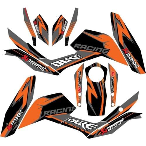 Full Graphics Decals Stickers Motorcycle Background Custom Number Name 3M For KTM DUKE 125 200 390 2013 2014 2015 2016 2017