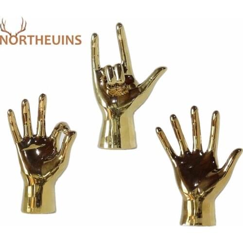 NORTHEUINS Resin OK Love Finger Figurines Modern Gesture Statues Christmas Decorations Desk Decor Interior for Home Sculpture