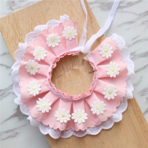2019 New Puppy Handmade Pink Lace Daisy Dog Lace Bib Pet jewelry Cat Dog Collar Lace Bibs Bows Tie Grooming Accessories