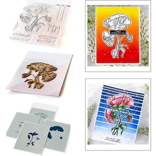 2021 New Thanks Friend Plastic Stencil Hot Foil Metal Cutting Dies and Clear Stamp Set For DIY Making Greeting Card Scrapbooking