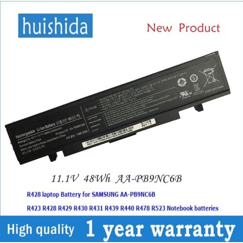 11.1 V 48wh AA-PB9NC6B New Laptop battery for samsung AA-PB9NS6B AA-PB9NC6W R428/R429/R430/R528/530 NP355V5C NP355V4C seri