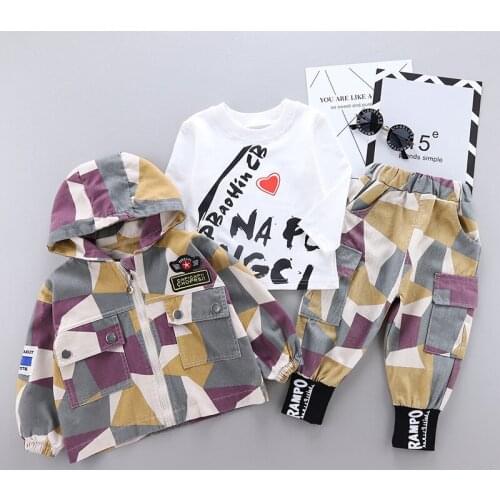 Baby Boy Out Clothes Spring Autumn Children Letter T Shirts Hooded Pants 3Pcs/sets Infant Outfit Kids Fashion Toddler Tracksuits