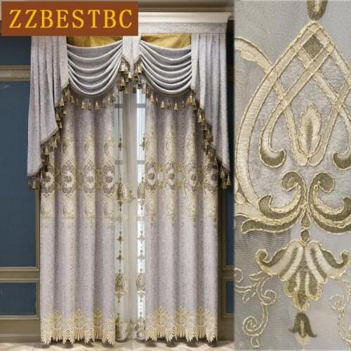 Pastoral luxury top living room embroidered blackout curtains high-end custom classic villa bedroom flat curtains