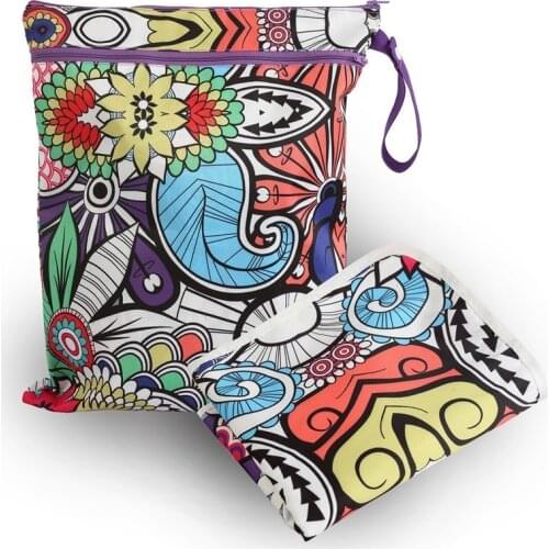 Portable Wet Bag Printed Pocket Baby Diaper Pouch Set Reusable Waterproof Changing Table Washable Large changing pad over