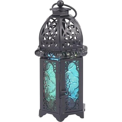 Classic Moroccan Decor Windproof Candle Holders Votive Iron Glass Hanging Candlestick Candle Lantern Party Home Wedding Decor