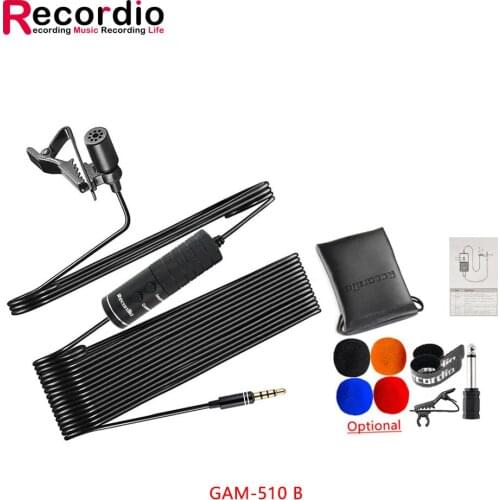 GAM-510 Professional Microphone 6M Lavalier Stereo Audio Recorder Interview Clip Microphone for camera smartphone laptop