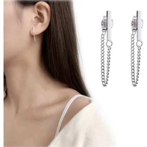 S925 Silver Color earrings pendant long chain earrings fashion exquisite gift hypoallergenic ladies exquisite ladies jewelry