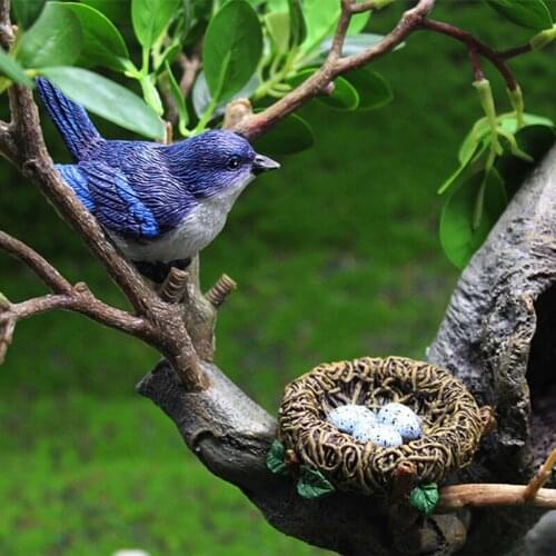 Garden Statues Small Animal Model Ornaments Decoration for Lawn Yard Patio Decor Mini Cute Bird Figurines Resin Robin Birds